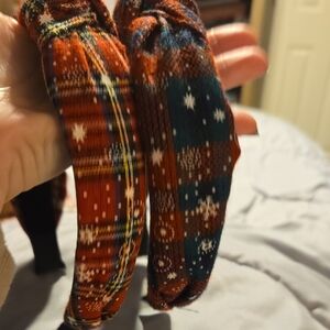 Festive Plaid and Snowflake Headbands